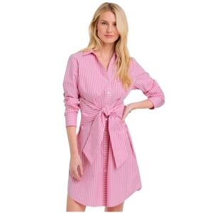 Draper James Isabella Shirt Dress Feminine Pink White Stripes, Size S NWOT
